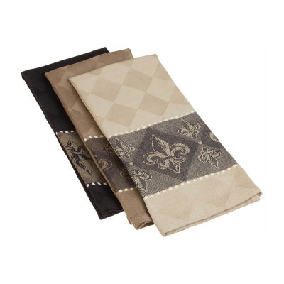 Design Imports Assorted Fleur De Lis Jacquard 3-pc. Kitchen Towel