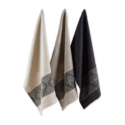 Design Imports Assorted Fleur De Lis Jacquard 3-pc. Kitchen Towel