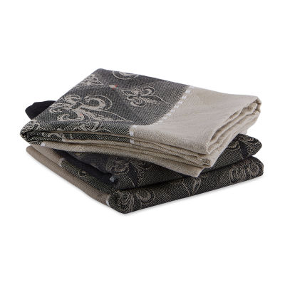 Design Imports Assorted Fleur De Lis Jacquard 3-pc. Kitchen Towel