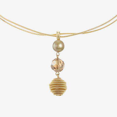 Monet Jewelry Simulated Pearl 17 Inch Snake Round Pendant Necklace