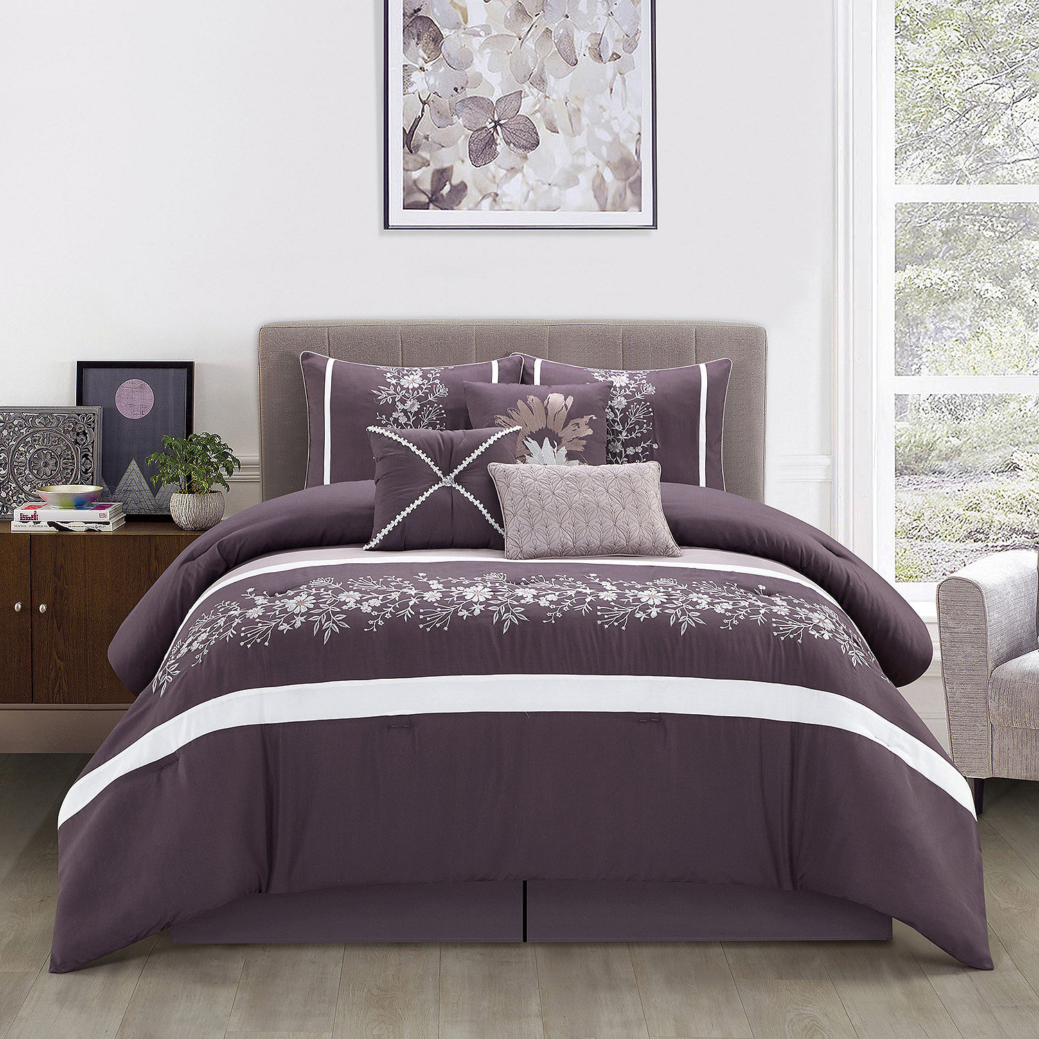 Stratford Park Nayla 7-pc. Midweight Comforter Set, Color: Purple ...