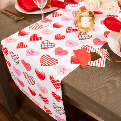 Design Imports Sweet Hearts Print Table Runner