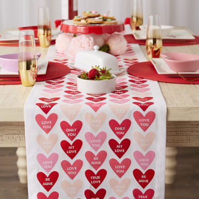 Design Imports Conversation Hearts Print Table Runners