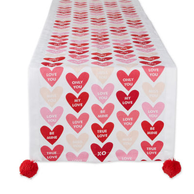 Design Imports Conversation Hearts Print Table Runner