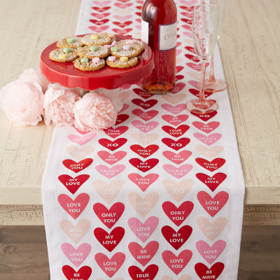 Design Imports Conversation Hearts Print Table Runners