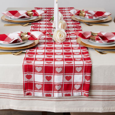 Design Imports Hearts Woven Check Table Runners