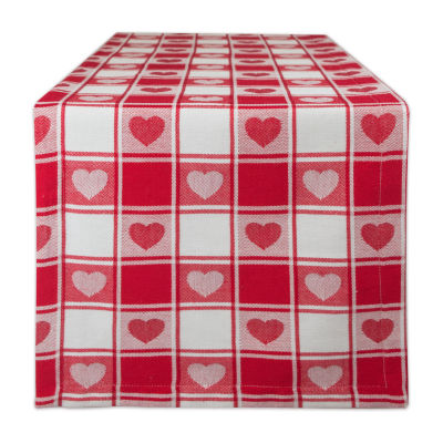 Design Imports Hearts Woven Check Table Runners