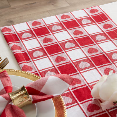 Design Imports Hearts Woven Check Table Runners