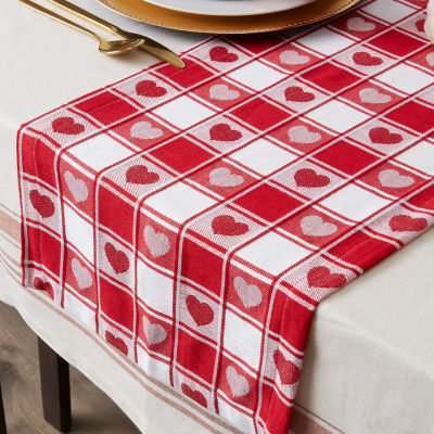 Design Imports Hearts Woven Check Table Runners