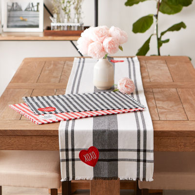 Design Imports Heart Xoxo Plaid Table Runners