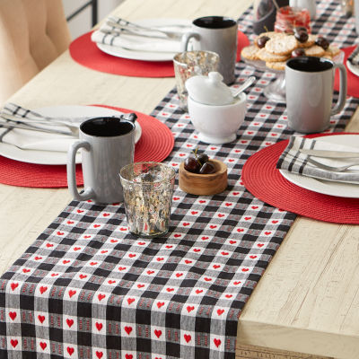 Design Imports Hearts Dobby Check Table Runners