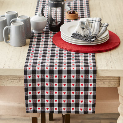 Design Imports Hearts Dobby Check Table Runners