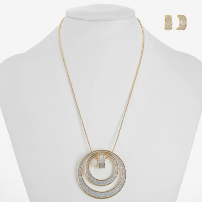 Monet Jewelry Two Tone Pendant Necklace And Huggie Earring Gold Tone 2-pc. Jewelry Set