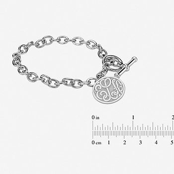 Personalized Sterling Silver 20mm Monogram Charm Bracelet | One Size | Bracelets Charm Bracelets | Monogrammable|Personalized | Gifts for Her