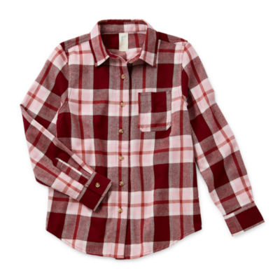 Thereabouts Little & Big Girls Adaptive Long Sleeve Flannel Shirt