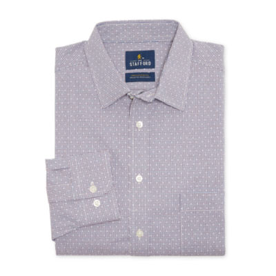 Stafford Premium Mens Regular Fit Stretch Fabric Wrinkle Free Long Sleeve Dress Shirt