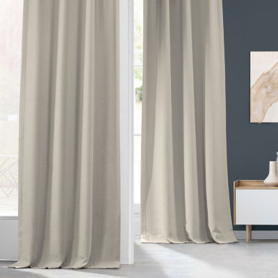 Exclusive Fabrics & Furnishing Faux Linen Light-Filtering Rod Pocket Back Tab Single Curtain Panel