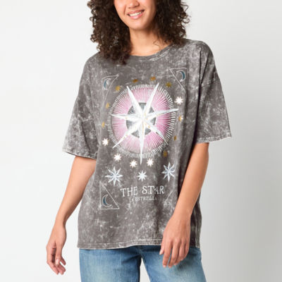 Juniors The Star Oversized Tee Womens Crew Neck Short Sleeve Graphic T-Shirt