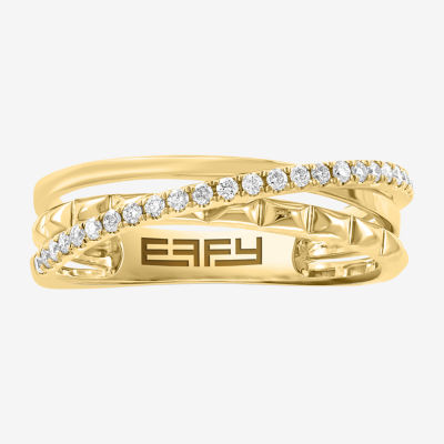 Effy Final Call 3MM 1/5 CT. T.W. Natural White Diamond 14K Gold Crossover Band