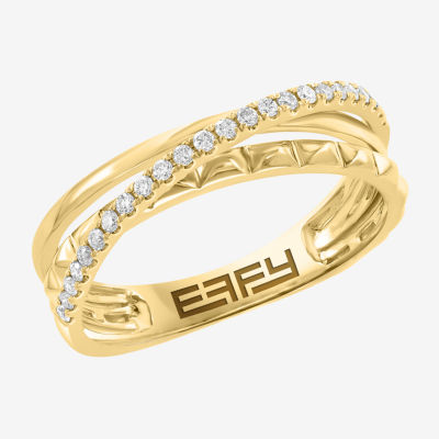 Effy Final Call 3MM 1/5 CT. T.W. Natural White Diamond 14K Gold Crossover Band