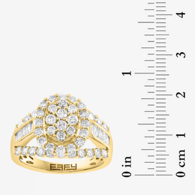 Effy Final Call Womens 2 CT. T.W. Natural White Diamond 14K Gold Halo Side Stone Cocktail Ring