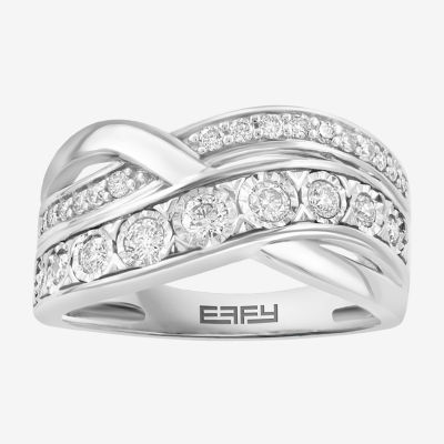 Effy Final Call 2.5MM 1/2 CT. T.W. Natural White Diamond Sterling Silver Crossover Band