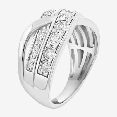 Effy Final Call 2.5MM 1/2 CT. T.W. Natural White Diamond Sterling Silver Crossover Band