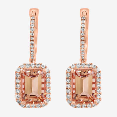 Effy Final Call 5/8 CT. T.W. Genuine Pink Morganite 14K Rose Gold Drop Earrings