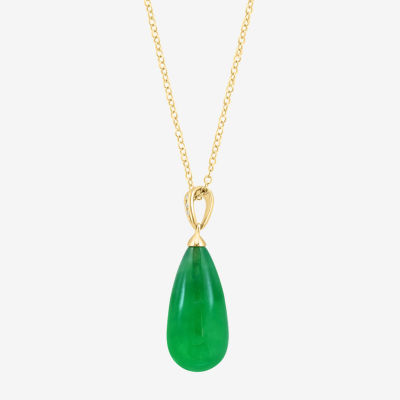 Effy Final Call Womens Diamond Accent Genuine Green Jade 14K Gold Pendant Necklace