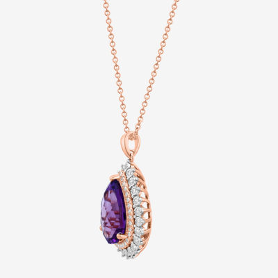 Effy Final Call Womens 1/3 CT. T.W. Genuine Purple Amethyst 14K Two Tone Gold Pear Pendant Necklaces