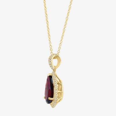 Effy Final Call Womens 1/3 CT. T.W. Genuine Red Garnet 14K Gold Pear Pendant Necklace