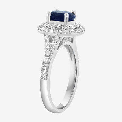 Effy Final Call Womens 3/4 CT. T.W. Genuine Blue Sapphire 14K White Gold Oval Cocktail Ring