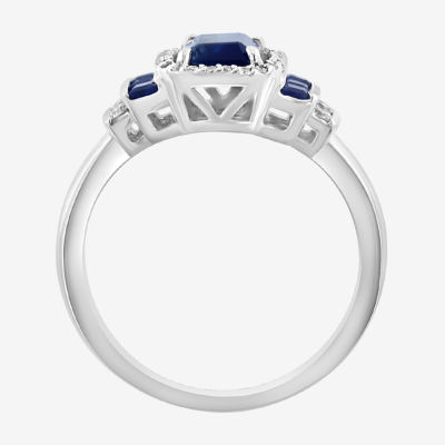 Effy Final Call Womens 1/5 CT. Genuine Blue Sapphire 14K White Gold Cocktail Ring