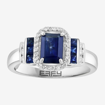 Effy Final Call Womens 1/5 CT. T.W. Genuine Blue Sapphire 14K White Gold Cocktail Ring