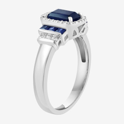 Effy Final Call Womens 1/5 CT. T.W. Genuine Blue Sapphire 14K White Gold Cocktail Ring