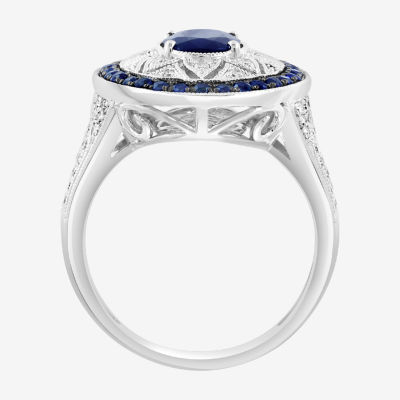 Effy Final Call Womens 1/3 CT. T.W. Genuine Blue Sapphire Sterling Silver Oval Cocktail Ring