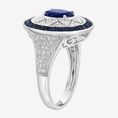 Effy Final Call Womens 1/3 CT. T.W. Genuine Blue Sapphire Sterling Silver Oval Cocktail Ring