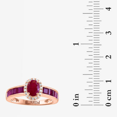 Effy Final Call Womens 1/10 CT. T.W. Genuine Red Ruby 14K Rose Gold Oval Cocktail Ring