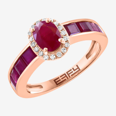 Effy Final Call Limited Quantities! Womens 1/10 CT. T.W. Genuine Red Ruby 14K Rose Gold Oval Cocktail Ring