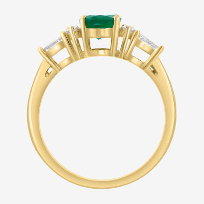 Effy Final Call Womens 1/ CT. T.W. Genuine Green Emerald 14K Gold Oval Cocktail Ring