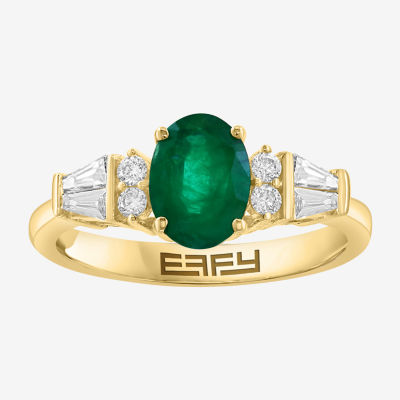 Effy Final Call Womens 1/ CT. T.W. Genuine Green Emerald 14K Gold Oval Cocktail Ring