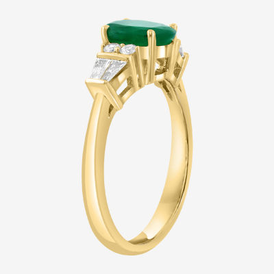 Effy Final Call Womens 1/ CT. T.W. Genuine Green Emerald 14K Gold Oval Cocktail Ring