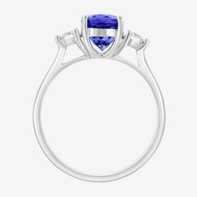 Effy Final Call Womens 1/4 CT. T.W. Genuine Blue Tanzanite 14K White Gold Oval Cocktail Ring