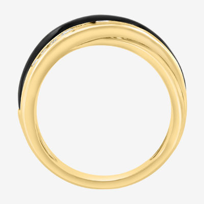 Effy Final Call Womens 1/3 CT. T.W. Genuine Black Onyx 14K Gold Curved Cocktail Ring