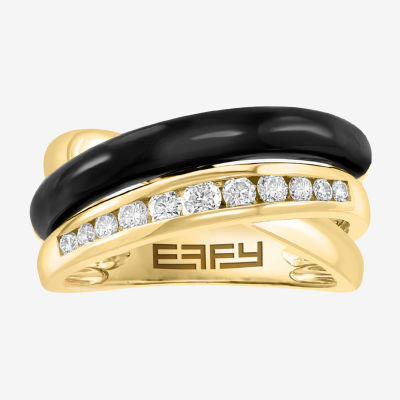 Effy Final Call Womens 1/3 CT. T.W. Genuine Black Onyx 14K Gold Curved Cocktail Ring