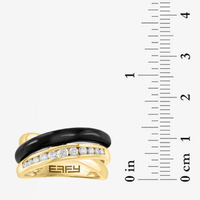 Effy Final Call Womens 1/3 CT. T.W. Genuine Black Onyx 14K Gold Curved Cocktail Ring