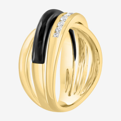 Effy Final Call Womens 1/3 CT. T.W. Genuine Black Onyx 14K Gold Curved Cocktail Ring