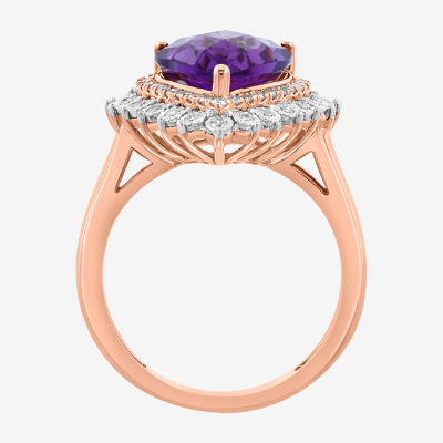 Effy Final Call Womens 1/3 CT. T.W. Genuine Purple Amethyst 14K Two Tone Gold Pear Cocktail Ring