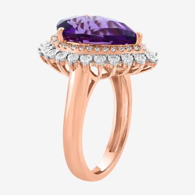 Effy Final Call Womens 1/3 CT. T.W. Genuine Purple Amethyst 14K Two Tone Gold Pear Cocktail Ring