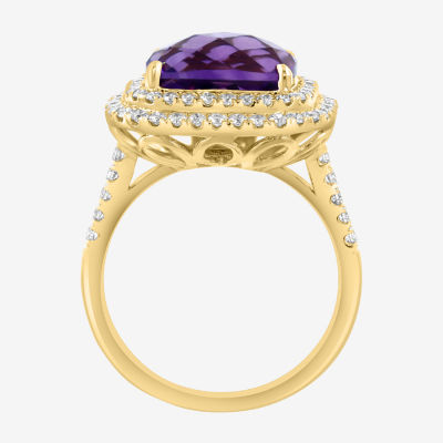 Effy Final Call Womens 3/4 CT. T.W. Genuine Purple Amethyst 14K Gold Cushion Cocktail Ring